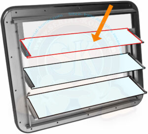 Ersatzglas für Lamellenfenster, 406x102x5mm, Westfalia, 1950-7/1967 (einzeln)