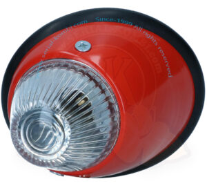 Clignotant avant complet "obus" avec vis inox, joints, lentille claire, gauche 8/1958-7/1963