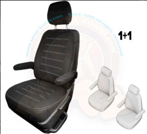 Seat cover set, driver and passenger seat, black fabric, 5/1979-7/1992