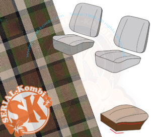 Bezug Sitzfläche Vordersitz, braun/beige, Westfalia, 8/1974-7/1979