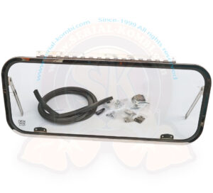 Kit luneta trasera Safari, ventanilla del portón trasero elevable, inox cromado 3/1955-7/1963 excepto Samba Deluxe y Brasileño