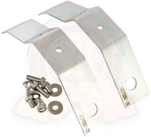 Bumper brackets for fibreglass and plastic front bumpers, stainless steel, left and right, 5/1979-7/1992