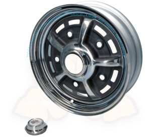 Wheel, BBT Sprintstar, 5x205, 4.5x15" ET25, black and chrome, Bus 1950-7/1970, Beetle / Karmann Ghia -7/1967, Type 3 -7/1965, Type 181