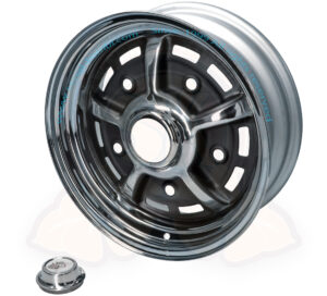 Wheel, BBT Sprintstar, 5x205, 5.5x15" ET15, black and chrome, Bus 1950-7/1970, Beetle / Karmann Ghia -7/1967, Type 3 -7/1965, Type 181