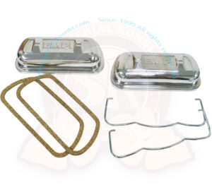 Valve cover, EMPI, stainless steel, clip-on style, sold with clips and gaskets, 1600cc, 8/1967-7/1979 per pair