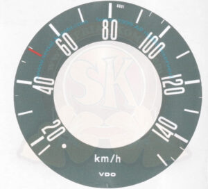 Aufkleber zur Umrechnung von MPH in km/h für amerikanische Tachometer, grau, 8/1967–7/1973