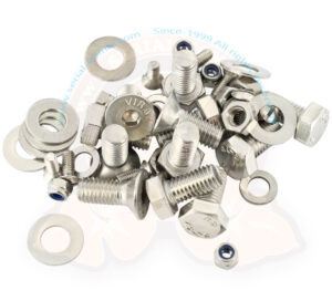 Schraubensatz zur Befestigung der beiden Fensterrahmen an den Vordertüren, Edelstahl-Befestigungssatz für beide Türen 1950-7/1967