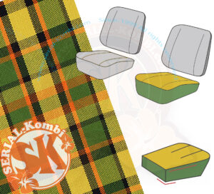 Housse d'assise de siège avant conducteur, Jaune/Orange/Vert Westfalia 8/1967-7/1974
