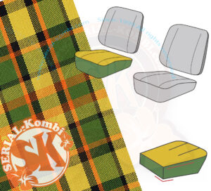 Housse d'assise de siège avant passager, Jaune/Orange/Vert Westfalia 8/1967-7/1974