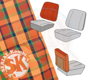 Housse de dossier avec dos ouvert de siège avant, Rouge/Orange Westfalia 8/1967-7/1974