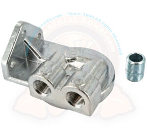 Supporto in alluminio per filtro olio FRAM HP1, WIX Racing o MANN 056115561G, uscite a sinistra filettatura 3/8" 1200cc-1500cc 1950-7/1967